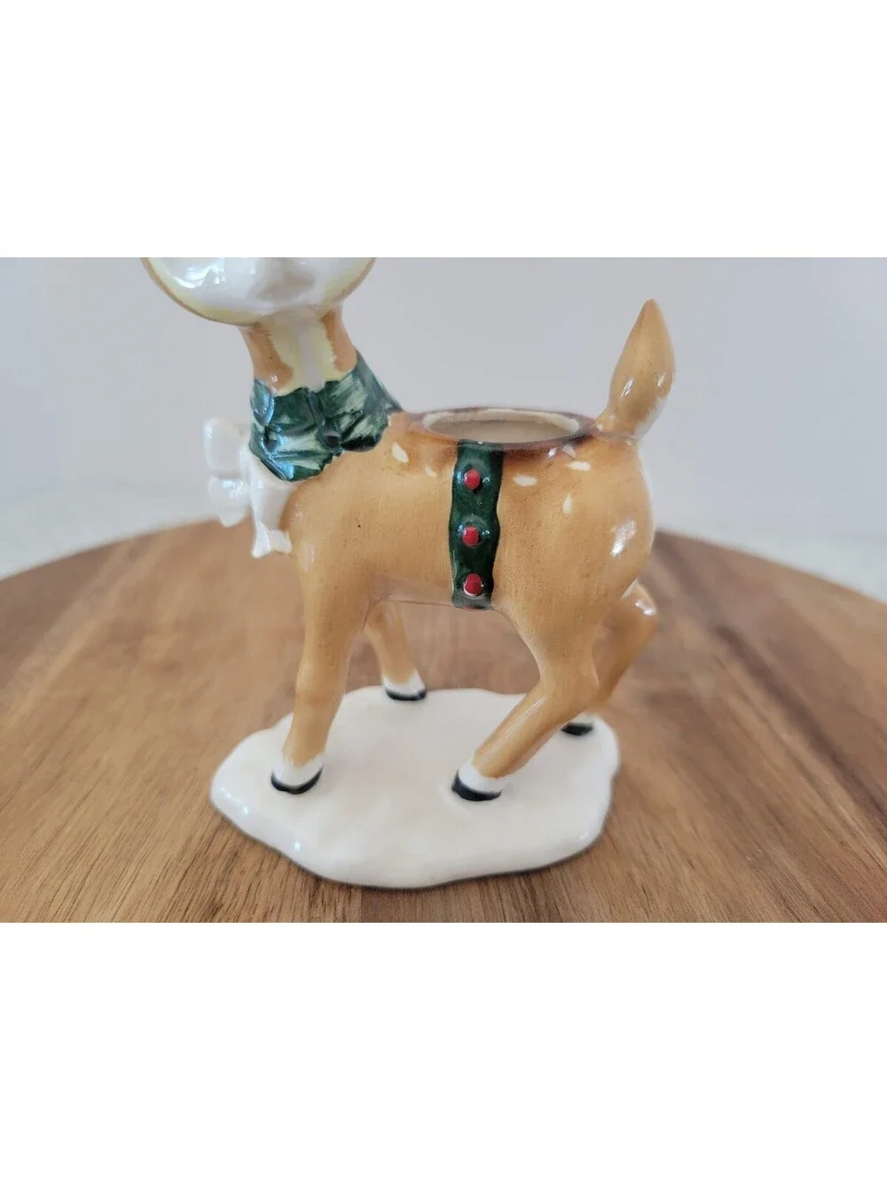 Vintage Lefton Christmas Reindeer Candleholders Set of 2 Japan 1269 Whimsical